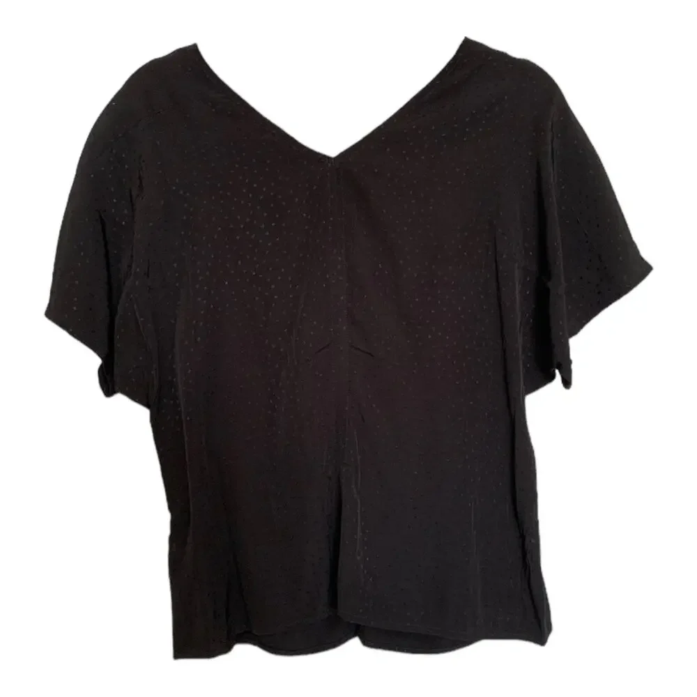 Madewell Puff-Sleeve Top in Floral Jacquard in black size 10